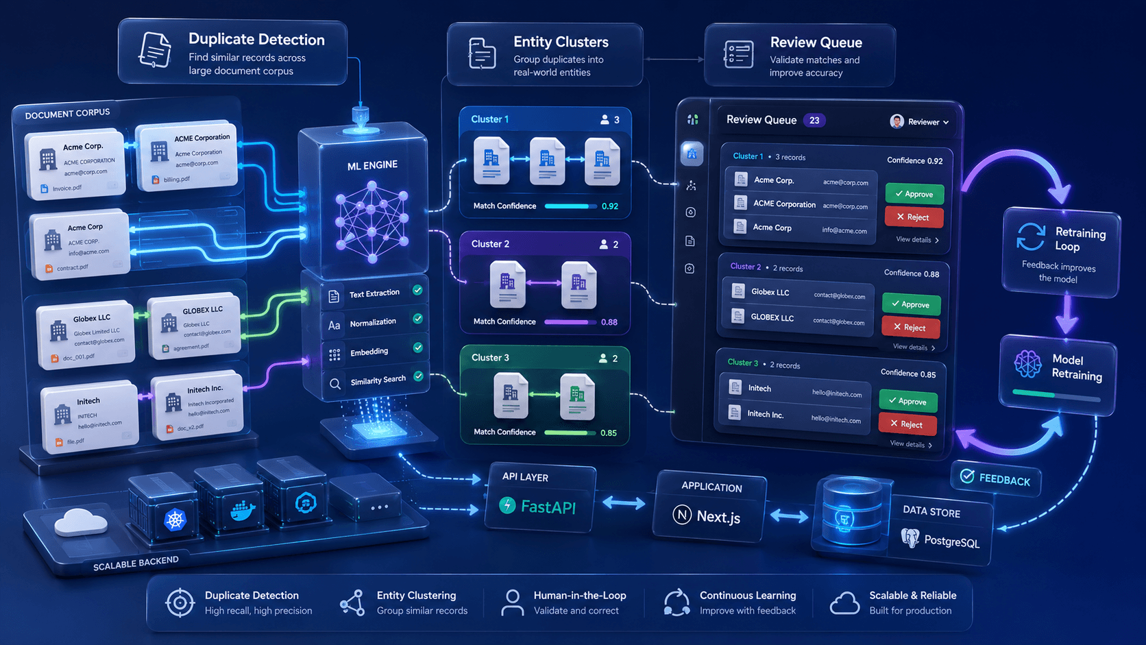 Intelligent Data Deduplication & Clustering Platform screenshot